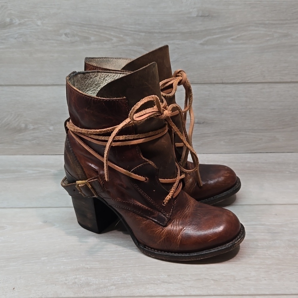 Freebird by Steven Womens Billy Ankle Moto Leather Heels Boots shoes sz 7 - Picture 2 of 13